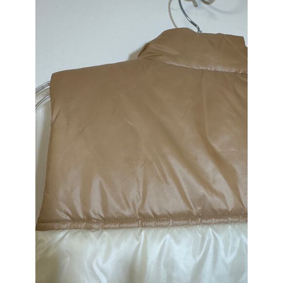 Koolaburra by UGG, M 10-12 Quilted Puffer Vest Cream Tan & Pink Trim and Pocket - Picture 8 of 10